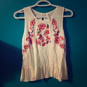 White embroidered tank top